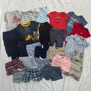 Baby Boy 24 Pc Clothing Summer LOT 6-9 M Carter's Shorts Pants Onesies Bundle